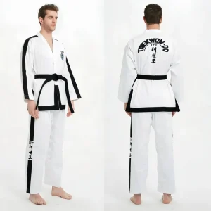 Quteng ITF Taekwondo Training Uniform Ribbed Material High Resilience Breathable & Durable Unisex Design