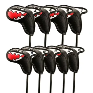Rainbow Stripes Knit Golf Iron Covers Pom Style Soft Yarn Braided Protection For Men Women Junior Golf Headcover Kit