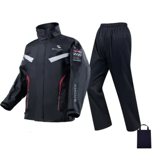 Reflective Waterproof Rain Suit Men Motorcycle Riders Jacket Pants Set Taped Seams Delivery Gig Workers Breathable