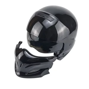 Retro Full Face Motorcycle Motocross Safety Helmet Detachable Dual Visor Quick Release Closure ABS DOT ECE Approved