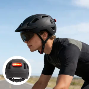 Road Cycling Helmet with LED Safety Light Adjustable Bike Helmet for Urban Riders and Night Travel Bicycle Helmet