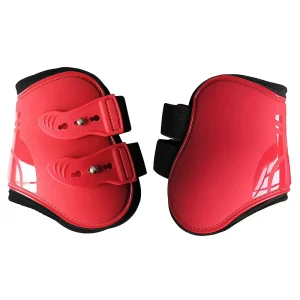 Robust Elastic PU Shell Tendon Boots Red Soft Inner Horse Leg Guards Thickened Material Protective Riding Gear Shock Absorption