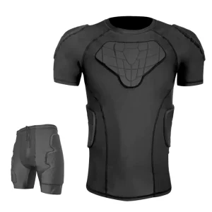 Rugby Anti Collision Short Sleeved Shirts Tight Fitting Baseball Softball Shoulder Guards with Protective Chest Guard