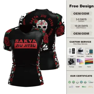 Sakura Design Women’s Rashguard with Anti slip Strip Secure Fit Compression Top for MMA Training