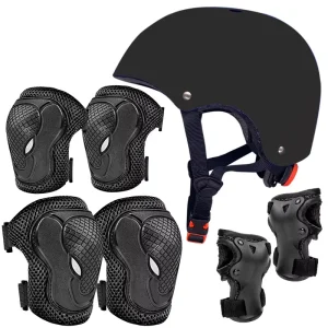 Seven Pieces Safety Helmet Set Skateboard Skates Elbow Wrist and Knee Pads Children’s Protective Gear