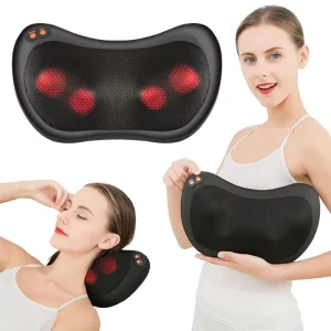 Shiatsu Massage Pillow Heat Deep Tissue Kneading Neck Massager Timing Control Battery USB Powered Lithium Battery Car Home Dual
