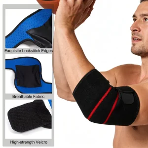 Shock-absorbing Adjustable Elbow Protector Flexible Neoprene Brace Breathable Non-Slip Design Thin Lightweight for Unisex