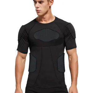 Short Sleeve Body Safe Guard Padded Compression Shirts Shoulder Rib Chest Protector Suit for Football Basketball Paintball Rugby