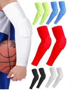 Silicone Non Slip Hexagon Honeycomb Impact Elbow Pad Compression Moisture Wicking Breathable Fabric Wrist Support