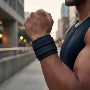 Silicone Stainless Steel Adjustable Wrist Guard Waterproof & Sweat-proof for Fitness Running
