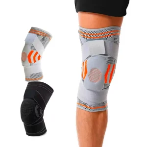Silicone Support Double Strap 3D Knitted Knee Brace Sports Knee Pad Shock Absorption Knee Protector For Baskball Running Cycling