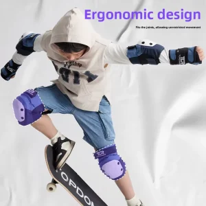 Six piece Protective Gear Set for Children 3 12 Years Skateboard Roller Skating Basic Protection Sunset Orange Cloudy