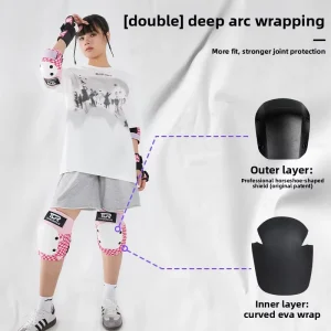 Skateboard Roller Skating Professional Protective Gear 6 Piece Set PE Material Adult Men Women Road Sports Equipment