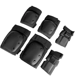 Skateboarding Protective Gear Set 6 pieces Sports Protectors Set Wrist Elbow Knee Pads for Adult and Kids Roller Skating Guards
