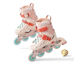 Small Champion New Roller Skates Adjustable Double Buckle Children’s Boys Girls Camouflage Green Single Row Wheels