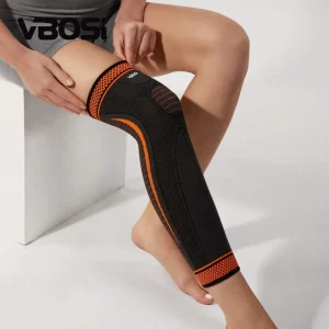 Soft Elastic Nylon Calf Compression Sleeve Breathable Knit Full Leg Knee Support Brace No slip Sports Protector Training