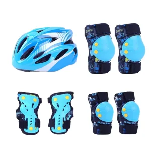 Soft Protective Gear Set for Kids Breathable Nylon Knee Pads and Helmet for Skating Biking Climbing Packaged in Box