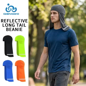 Sports Headgear Night Riding Safety Reflective Strip Long Tail Cap Helmet Liner Neck Protector Riding Shawl Beanie