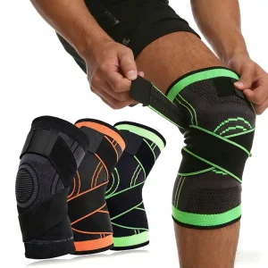 Sports Kneepad Men Pressurized Elastic Breathable Adjustable Knee Protector Support Fitness Gear Basketball Volleyball Brace