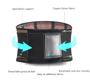 Sports Nylon Back Support Wrap-around Waist Support Belt Adjustable Breathable Soft Copper Ion Removable Pressure Protection