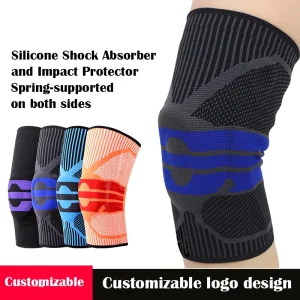 Sports Silicone Spring Compression Knee Brace Running Hiking Anti Slip Nylon Guard Elastic Outdoor Protective Gear Cycling