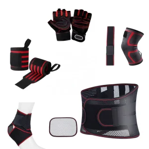 Sports Training Protective Gear Set (5 Pieces) Gloves Wristbands Waist Support Knee Brace and Ankle Brace