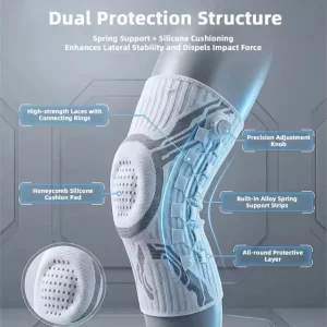 Spring Stabilized Knob Adjustable Knee Support Sleeve Elastic Breathable Knee Brace For Basketball Running Fitness