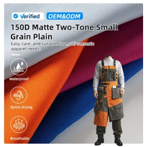 Stock Available 100% Polyester Matte Waterproof Breathable Anti-static Anti-Stain 150D Two-Tone Small Grain Plain Fabric Outdoor