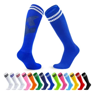 Striped Knee High Sports Socks Breathable Athletic Socks for Soccer Football Team Training