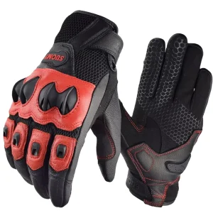 Summer 3D Mesh Motorcycle Riding Gloves Leather Men Touch Screen Full Finger Protective Gear Cycling Motocross Gloves