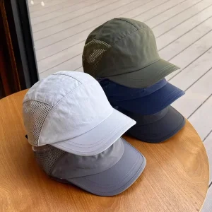 Summer Mesh Solid color Quick drying Short brimmed Baseball Cap with Custom logo Men’s Outdoor Breathable Sun protective Hat