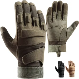 TONMO Tactical Gloves Unisex Full & Half Finger Options Waterproof Polyester Anti-Slip Protective Gloves for Hiking Sports