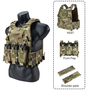 Tactical FCSK 3.0 Fast Release Buckle Tactical Vest Plate Carrier With 5.56 Triple Mag Pouch