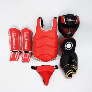 Taekwondo Body Protector and Karate Equipment Leg Guards Head and Chest protection Martial Arts Boxing Protective Gear Set