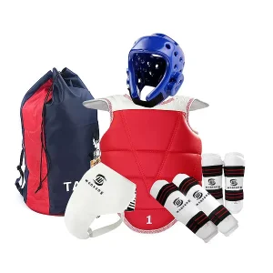 Taekwondo Protectors Headgear Arm Guard Leg & Instep Guard Chest Guard for Taekwondo Training Protective Gear 6 Piece Set