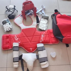 Taekwondo Protectors Headgear Arm Guard Leg & Instep Guard Chest Guard for Taekwondo Training Protective Gear 6 Piece Set