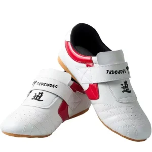 Taekwondo Training Shoe with Laces Karate Compatible PU Material Unisex Print Design