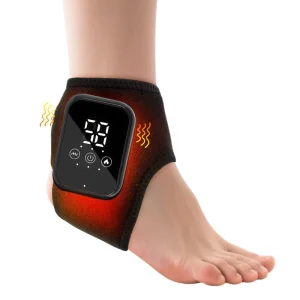 USB Rechargeable Portable Ankle Massager with Hot Compress and Vibration Support Brace for Foot Training Cordless Joint