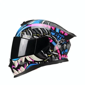 Unique Retro Full Face Motorcycle Helmet Men’s Fashion Colorful Motocross Quick Release Closure New Helmet Motorcycle