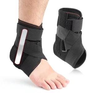 Unisex Ankle Support Brace With Side Stabilizers Nylon Material Adjustable Fit