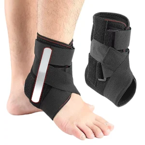 Unisex Ankle Support Brace with Side Stabilizers Nylon Material Adjustable Fit and Comprehensive Protection