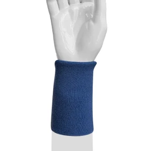 Unisex High Crew Compression Sports Wrist Guards Blue Knitted Sweatband for Men Women
