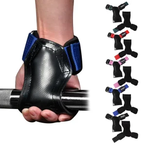 Unisex Lifting Wrist Grip Rubber Weight Lifting Grips Non-Slip Palm Wraps Support Dead Lifts Pull Ups Rows Heavy Gym