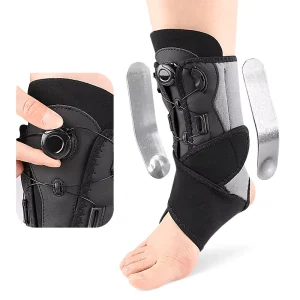 Unisex Stabilizing Ankle Brace Adjustable Dial Support Dual Aluminum Stays Open Toe Compression Strap Football Daily