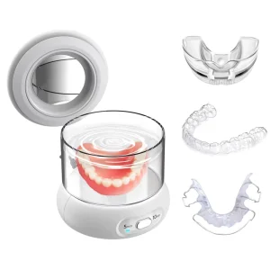 Upgraded Clear Glass Ultrasonic Cleaner for Home Use Cleaning Dentures Retainers and Mouth Guards