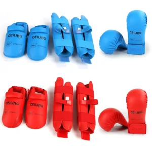 WKF Approved Custom Logo Karate Shin & Instep Guards Shin Pads and Unisex Gloves Protective Gear