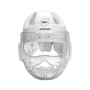WKF Style White Karate Helmet With Face Shield