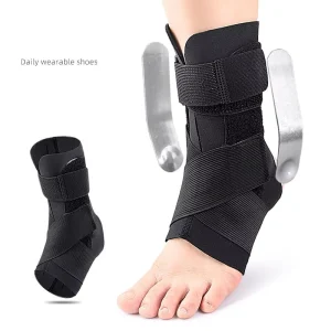 Wearable Ankle Brace with Double Aluminum Plate Support and Pressure Straps for Sports Ankle protection