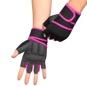 Weight Lifting Gloves Half Finger Full Palm Padded with Adjustable Wrist Strap for Gym and Barbell Training