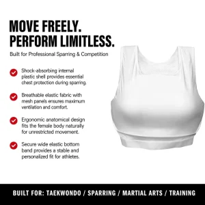 White Elastic Plastic Shell Martial Arts Sparring Training Protective Gear OEM ODM Factory Direct Karate Female Chest Guard